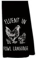 Funny Chicken Kitchen Dish Towels 16x24 Inch, Black Crazy Chicken Gifts for Chicken Lover Chicken Mom, Fluent in Fowl Language Decorative Hand Towels Tea Towels for Farmhouse Home