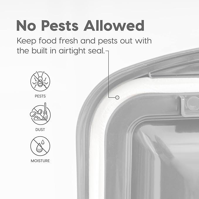 IRIS USA Airtight Dog Food Storage Container, WeatherPro, Up to 25 lbs, Removable Wheels, for Dog Cat Bird and Other Pet Food Storage Bin, Keep Fresh, Translucent Body, Made in USA, Clear/Gray