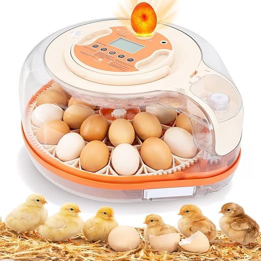 Smart Chicken Egg Incubator with Voice Control, 26 Chicken/59 Bird Incubators for Hatching Eggs, Automatic Egg Turner with Thermometer Seat and Humidity Control, Built-in Water Reservoir