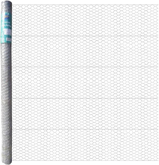20GA Galvanized Hexagonal Poultry Netting Chicken Wire 60 inches x 50 feet x 1 inch Mesh