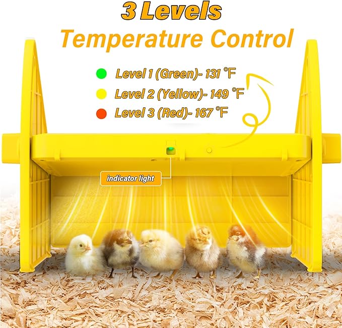 Heating Brooder Plate for Chicks Ducklings, Adjustable 3 Levels Temperature Brooder House for Keeping Poultry Warm(Yellow, L)