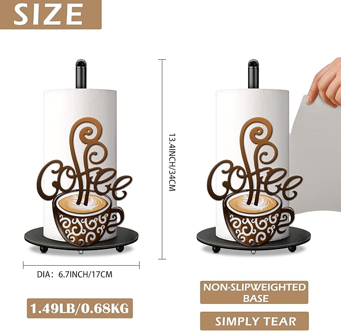 Hexagram Coffee Kitchen Decor, Coffee Paper Towel Holder, Cute Vintage for Bar Kitchen Bathroom Countertop Gifts for Women Men Housewarming