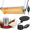 2 Pcs 400w Chicken Coop Heater Lamp and Black Silicone Water Heated Base Pad Carbon Fiber Chicken Coop Heater for Winter Chicks Brooder Heat Plates Adjustable Hanging Height for Livestock