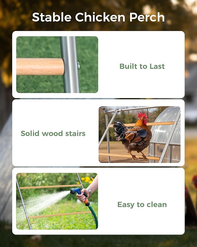 Large Metal Chicken Roosting Perch, Square Roosting Ladder for Outdoor Chicken Coop, Extended Metal Roost for Backyard Poultry Chickens and Small Animals (69" L x 41" W)