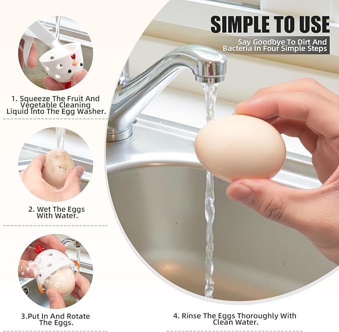 2Pcs Egg Brush for Cleaning Fresh Eggs | Farm Egg Washer & Scrubber Tool | Chicken Coop Cleaning Brush for Backyard Hens, Homesteaders, Egg Collectors, Farmers White Green