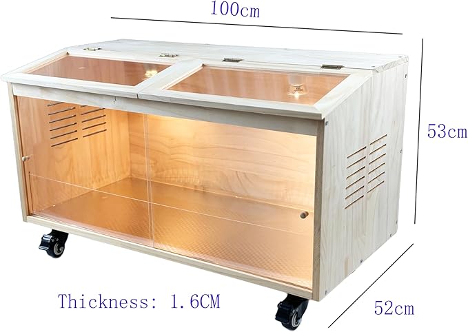 Brooder Box for Chicks Pine Wood Chicken brooder Box with Thermostat & Heating Lamp & Brake Casters，Solid Panels Chick brooder for Chicks, Ducklings, Hamsters, Guinea Pigs - Chew-Proof (40x20x20 in)