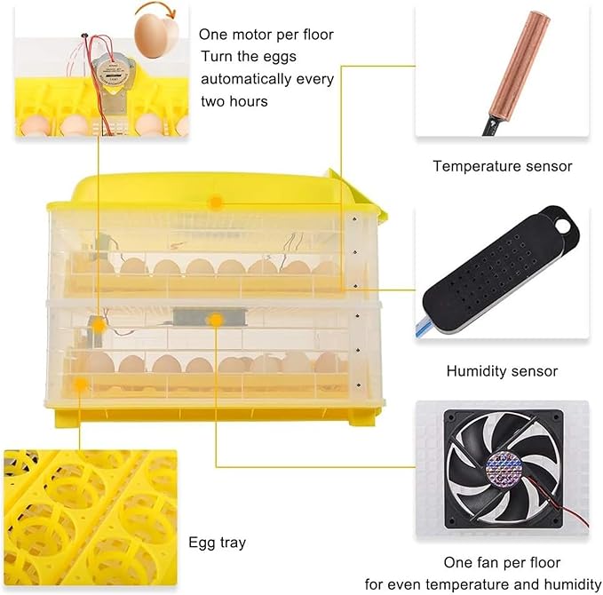 Egg Incubator, 112 Grids Digital Large Capacity Intelligent Incubator, with Fully Automatic Egg Turning and Humidity Control, Clear Hatching for Chicken Duck Eggs(112 Eggs)