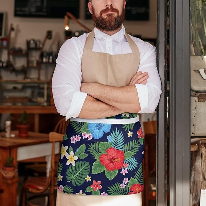 Half Apron with 3 Pockets Chef Cooking Kitchen Restaurant Aprons for Women Men