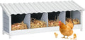 PETSFIT 4 Holes Chicken Nesting Box-All Weather PVC Roof, Natural Wood Design with Privacy Back Panel for Hens-Wall Mounted or Floor Use in Coops, Farms, Backyards,Easy to Assemble