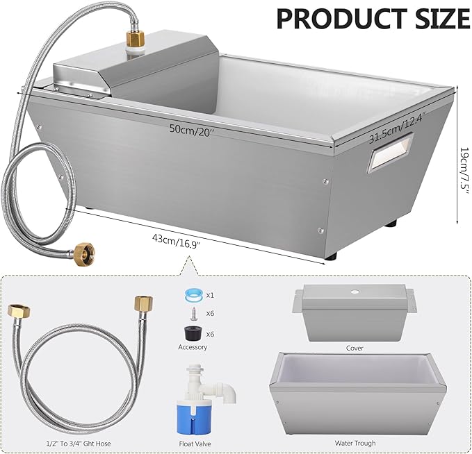 4Gal Automatic Livestock Water Trough for Horse Metal Auto Dog Water Bowl Dispenser for Dogs Large Capacity Self Filling Livestock Waterer Feeder for Dogs Horse Goat Sheep Pet