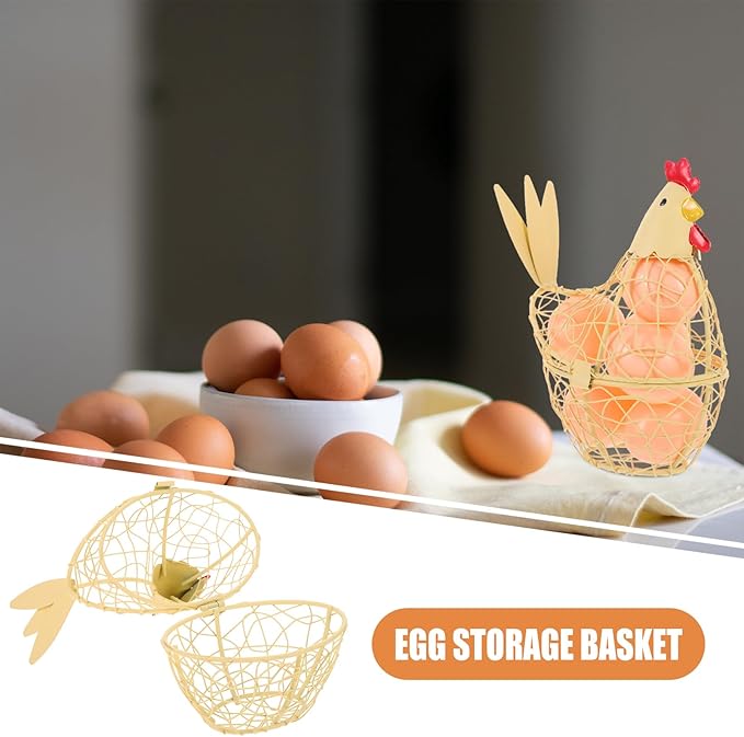 PRETYZOOM Chicken Basket for Eggs Wire Egg Holder Farm Fresh Egg Storage Container Decorative Chicken Styling Decoration for Kitchen and Dining