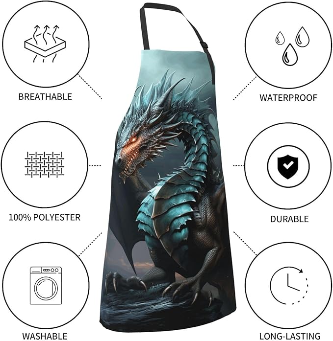 Waterproof Aprons for Women Men Adjustable Bib Cool Electric Guitar Apron Chef Cooking Aprons for Kitchen
