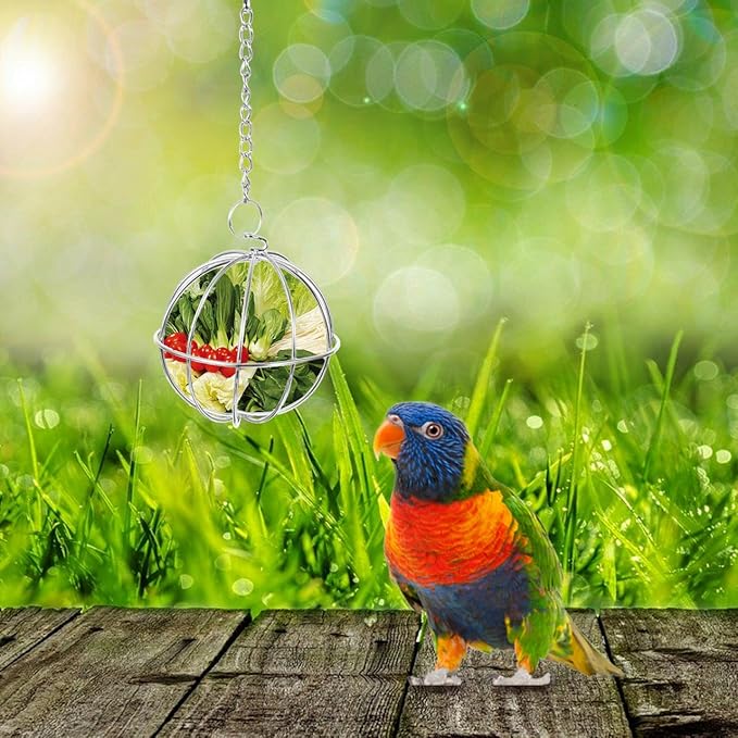 GALPADA 1set Feeding Rack Chicken Feeder Holder Chicken Treat Feeder Hanging Bird Food Poultry Feeding Holder Stainless Steel 2pcs