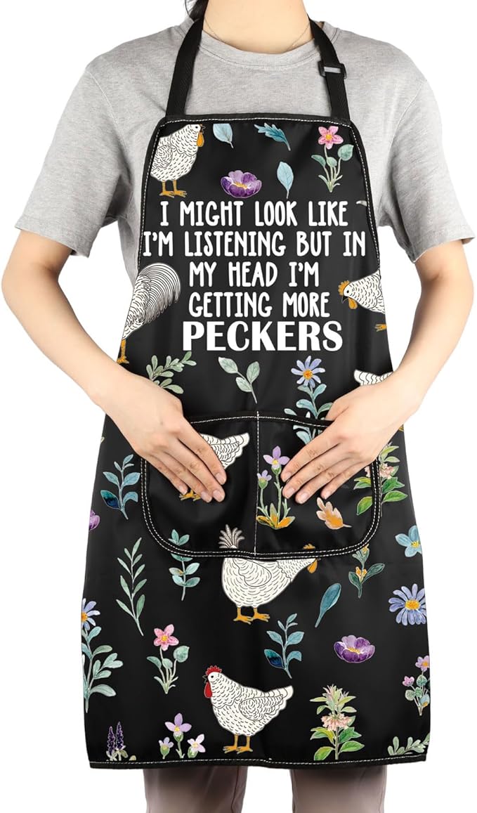 G2TUP Chicken Kitchen Apron - Cooking Apron for Ladies & Farmers