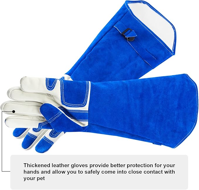 Animal Handling Gloves Bite Proof Reinforced Leather for Dog Training Cat Scratch Falcon Reptile Grabbing Snake