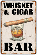 Metal Vintage Tin Sign Decor Whiskey and Cigar Bar Metal Pub,Club,Bar,Restaurant,Coffee bar, Vintage Art Wall Poster Plaque Decor 12x8 Inch