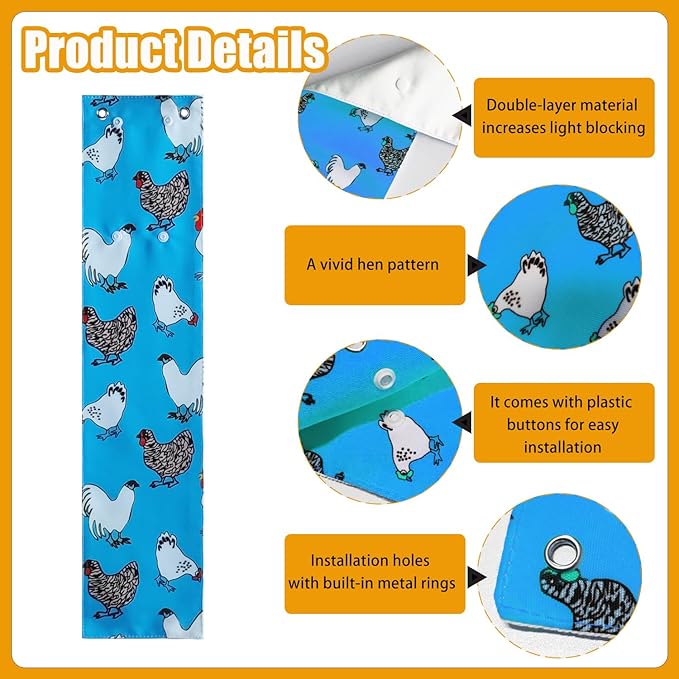 MOMWOW Chicken Nest Box Curtains - Home Partition Curtain for Laying Eggs - Wind, Rain, Light Protection - Prevent Disturbance - Easy Button Closure (Blue_1)