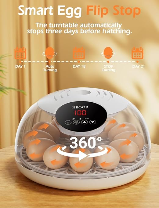 Incubators for Hatching Eggs, 12 Egg Incubator with Automatic Egg Turning and Temperature Humidity Control, Egg Candler incubadora de huevos de gallina for Home, Farm, Classroom, Chicken, Duck, Quail