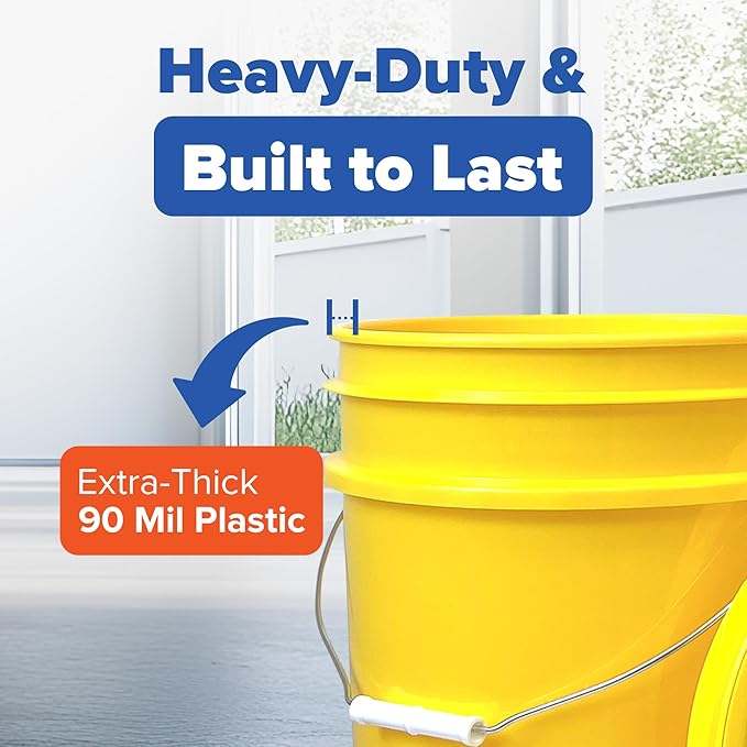ePackageSupply 5 Gallon Plastic Bucket with Airtight Lid | Made in USA | Food Grade Bucket | BPA-Free | Heavy Duty 90 Mil All Purpose Pail | One 12" Rubber Mallet & One Lid Opener Included | 1 Pack