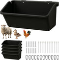 4 Pack Hanging Goat Feeder & Duck Feed Trough, 5 Qt Fence Mounted Livestock Manger – Heavy Duty Plastic Mineral Bucket & Waterer for Sheep, Piglets, Deer & Poultry.