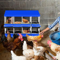 Chicken Nesting Boxes, 8 Hole Metal Chicken Laying Box with with Removable Trays and Roll Out Egg Collection for Chicken Coop, Blue