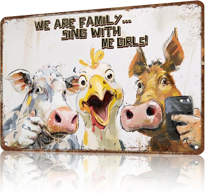 Farmhouse Decor Farm Animal Metal Sign Farmhouse Pig Chicken Cow Metal Sign Cow Metal Sign Vintage Metal Farmhouse Decor Cow Gifts 12 * 8in