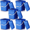 Mumufy 5 Pcs 3.5 Gallon Square Food Grade Bucket with Lid Square Bucket Pail Plastic Handles for Long Term Food Storage, Camping, Fishing, Home Organization Easy Stack and Store (Blue)