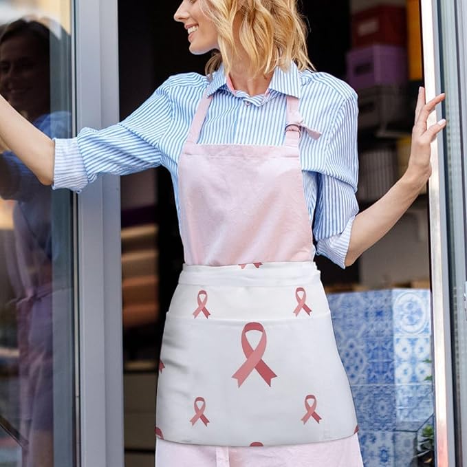Server Waist Aprons Waitress Unisex Chef Works Half Apron with 3 Pockets