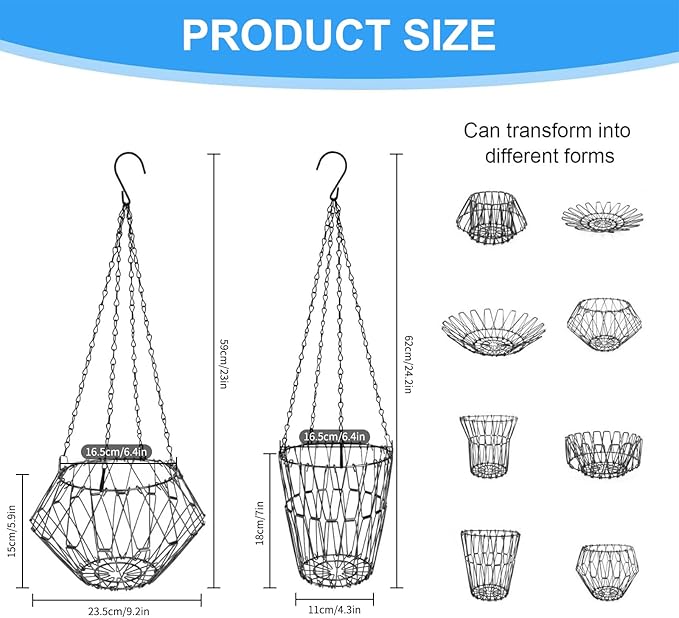 Hanging Chicken Feeder,Foldable Large Poultry Accessories Vegetable Fruits Feeder Basket with 4 Firm Hanging Chain and Hook,Chicken BoredomToys for Coop (1 Pack)