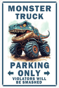 Funny Boys Room Decor Monster Truck Parking Only Metal Tin Sign Bedroom Wall Decorations Birthday Party Accessories Signs Posters Gifts for Kids 8x12 in