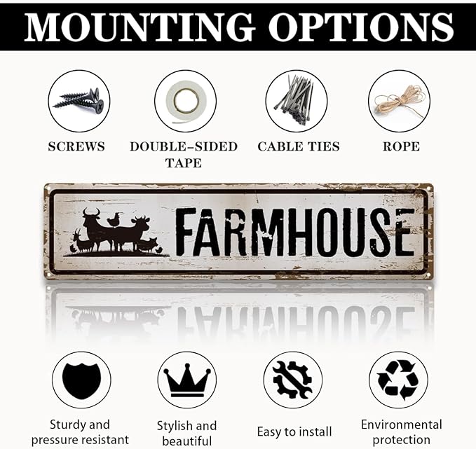 Farmhouse Metal Signs, Rusty Metal Tin Signs 15.8x4 inches, Decorative Wall Plaque, Animal Farm Decor, Ranch Decor, Aluminum Sign for Garden Yard Outdoor, Farm Owner Gift