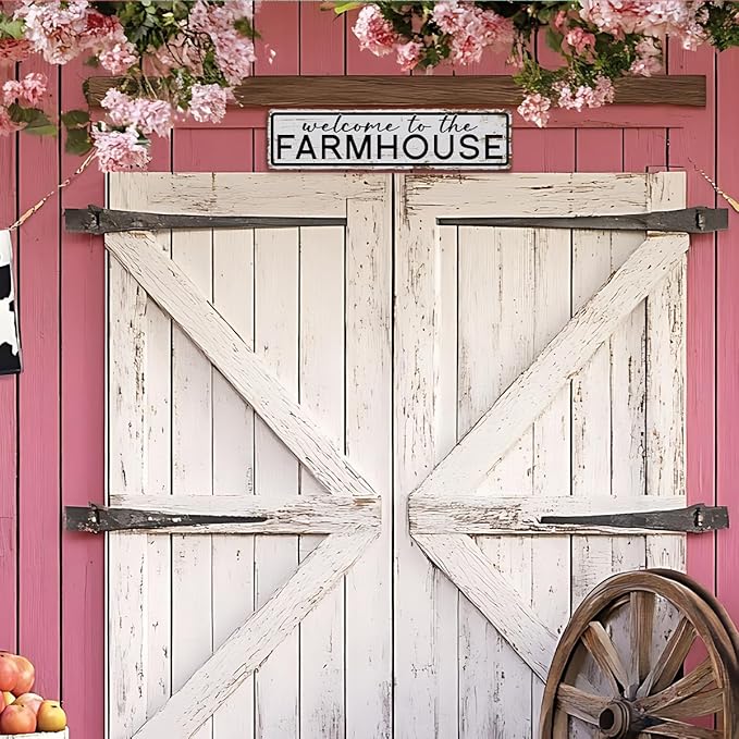 Rustic Farmhouse Sign, Metal Signs, Welcome to the Farmhouse, Retro Metal Tin Signs, Welcome Sign for Front Door Porch Decor, Farm Decor 15.8x4 Inch