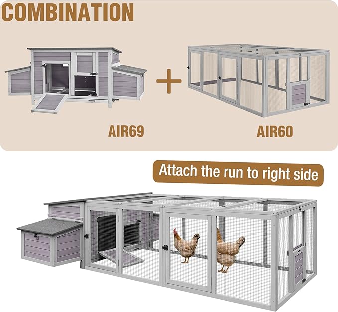 GUTINNEEN Chicken Coop Extension Chicken Run 20.73 ft²Large Expend Hen House Universal Chicken Run Perfect for 4-6 Chickens,Ducks