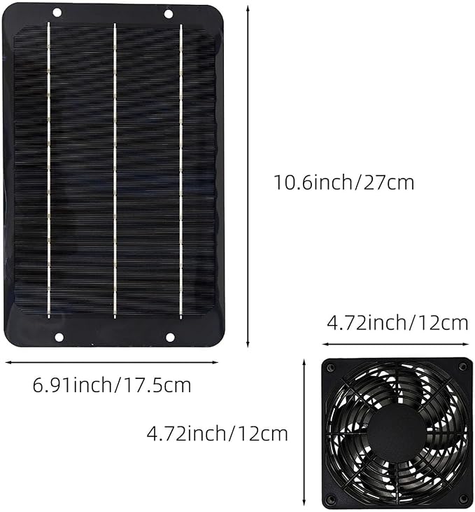 TOPINCN Solar Powered Fan, 7W Dual Solar Ventilation Exhaust Fan with Protective Net for Chicken Coop Dog House Greenhouse Shed Attic, Water Proof Monocrystalline Panel