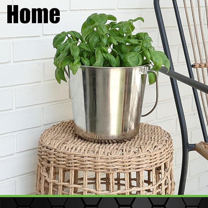 Grip Stainless Steel Bucket (1 Gallon) - Great for Pets, Cleaning, Food Prep - Hang on Fences, Cages, Kennels - Home, Garage, Workshop