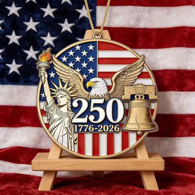 250 Years of America Semiquincentennial Ornament, 2D Acrylic 1776-2026 Patriotic Anniversary Decor, US Independence Day Commemorative Gift/July 4/Veterans Day, Exchange Keepsake