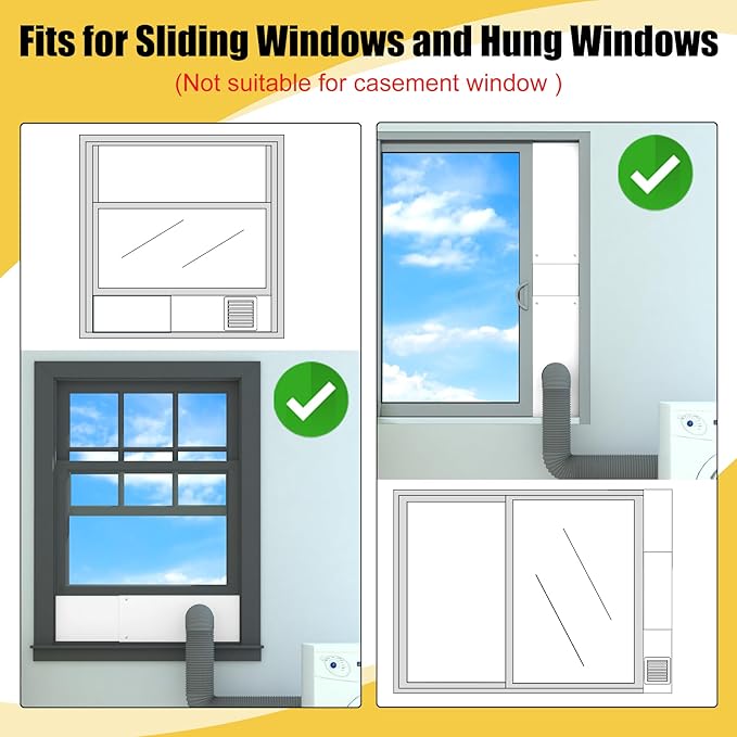 Dryer Vent Window Kit for 4in Dryer Vent Hose,with Weather-proof Dryer Air Vent Cover Stops Birds Nesting,Adjustable Window Vent Kit for Sliding Windows and Hung Windows Maximum 47inch