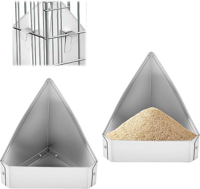 2Pcs Chicken Feeders for Cages,Small Metal Trough Feeder Galvanized Steel Rain Proof Chicken Coop Accessories Supplies Hanging Corner Poultry Feeder Food Dispenser for Chicken Ducks Pet Small Animals