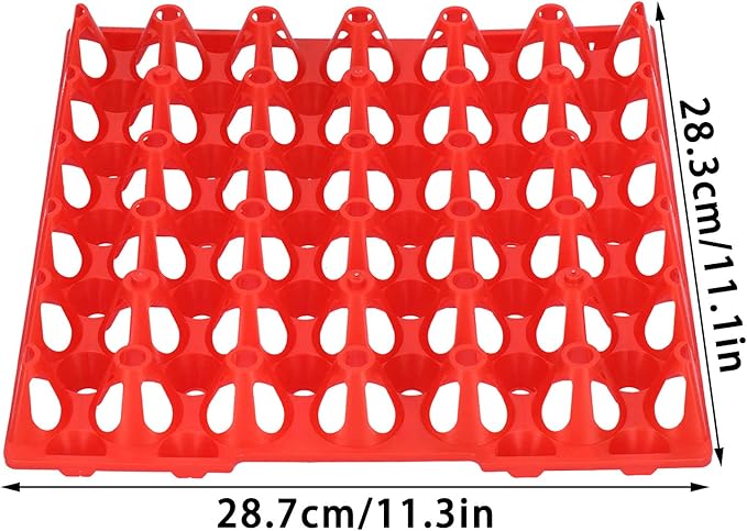 Plastic Egg Flats, Poultry Crates Holder Tray, Extra Large Reusable Stackable: For Chicken Produce, Farm Supplies, Secure Storage Container, 5PCS, 28.7x28.3cm (Red)