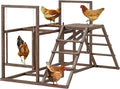 PawHut Chicken Coop Perches with Swing, Roosting Bars, Activity Play Set, Wooden Chicken Coop Accessory Toys for 4-6 Chickens, Coffee