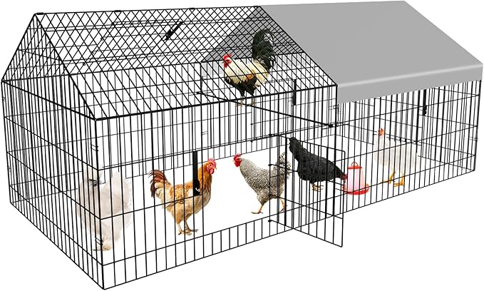 Chicken Coop 87"×40" Metal Portable Black Duck Coops Enclosure with Waterproof Cover Chickens Cage Runs for Yard Outdoor Backyard Farm Duck Pen Chicken Tractor for Rabbit, Dog, Cat,Small Animal