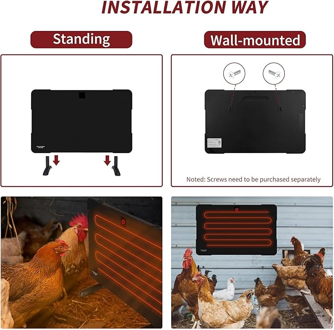 Chicken Coop Heater, 100W/200W High-Power Brooder Heater for Chicks, 2-Way Mounting Chick Heating Plate, Energy-Saving Light-Free Radiant Warmer, ETL Certified (PH200)