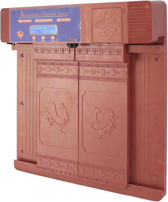 Automatic Chicken Coop Door Opener with Timer and Manual Mode Double Open Type LED Display Infrared Sensor Anti Pinch for Chicken Duck Goose Poultry Farm (US Plug)