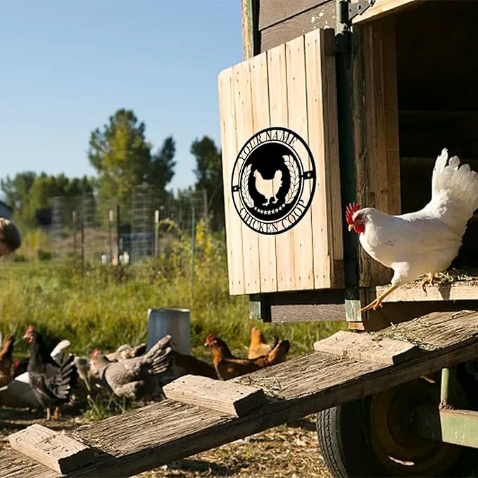 Custom Chicken Coop Metal Sign, Personalized Farmhouse Wall Decor, Vintage Fluffy Butt Hut Decor, Custom Name Sign for Farm, Gifts for Chicken Lovers
