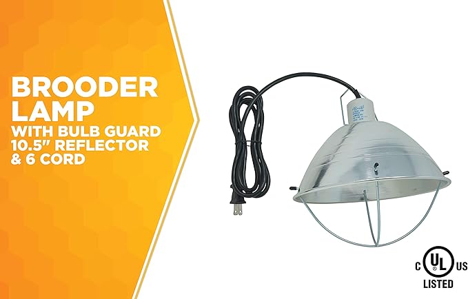 Woods 0165 Brooder Lamp with Bulb Guard;10.5 Inch Reflector and 6 Foot Cord (250 Watt; 18/2 SJTW); 0