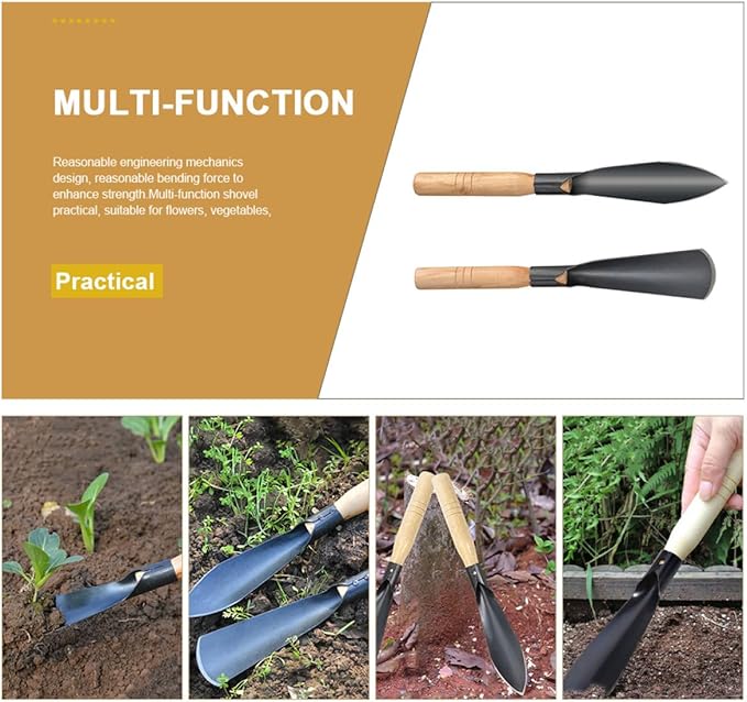 BESPORTBLE 2 Pcs Gardening Spade Tools with Wooden Handles, Metal Handheld Planting Shovels for Vegetable Transplanting and Flower Planting, Sturdy Farm Garden Hand Tools for Outdoor Soil