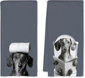 Dachshund Gifts Bathroom Hand Towels, Weiner Dog Gifts for Women Hand Towels for Bathroom, Gifts for Dachshund Lovers, Weiner Dog Decor, 16x24 Inch Set of 2（Blue）