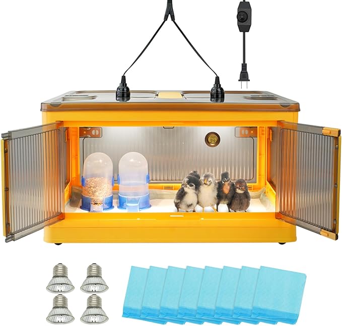 Chick Brooder Box for Chicks, Brooder Box with Feeder and Waterer, Brooder Heater Warms up to 20 Chicks, Poultry Breeding Box Suitable for Chick Duckling Parrot Lizard (Large)