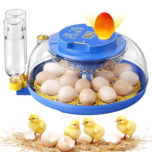 18 Egg Incubators for Hatching Eggs, 360° View with Automatic Egg Turning & Humidity Control, Built-in Egg Candler for Hatching Chicken, Duck, Goose, Quail, Ideal for Home, Classroom, Laboratory, Farm