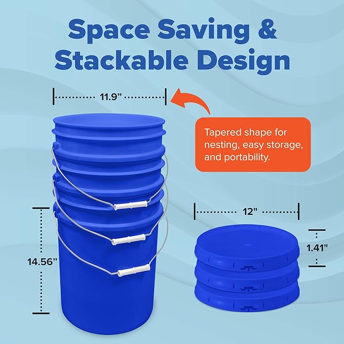 ePackageSupply 5 Gallon Plastic Bucket with Airtight Lid | Made in USA | Food Grade Bucket | BPA-Free | Heavy Duty 90 Mil All Purpose Pail | One 12" Rubber Mallet & One Lid Opener Included | 3 Pack